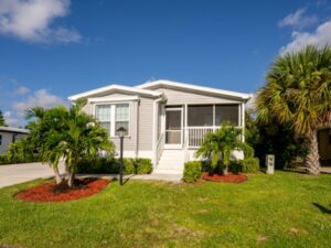 Modern mobile home modular construction in a trailer park Florida USA